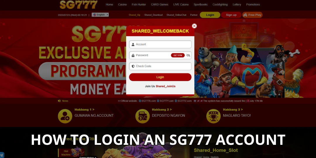 How to login an SG777 Account